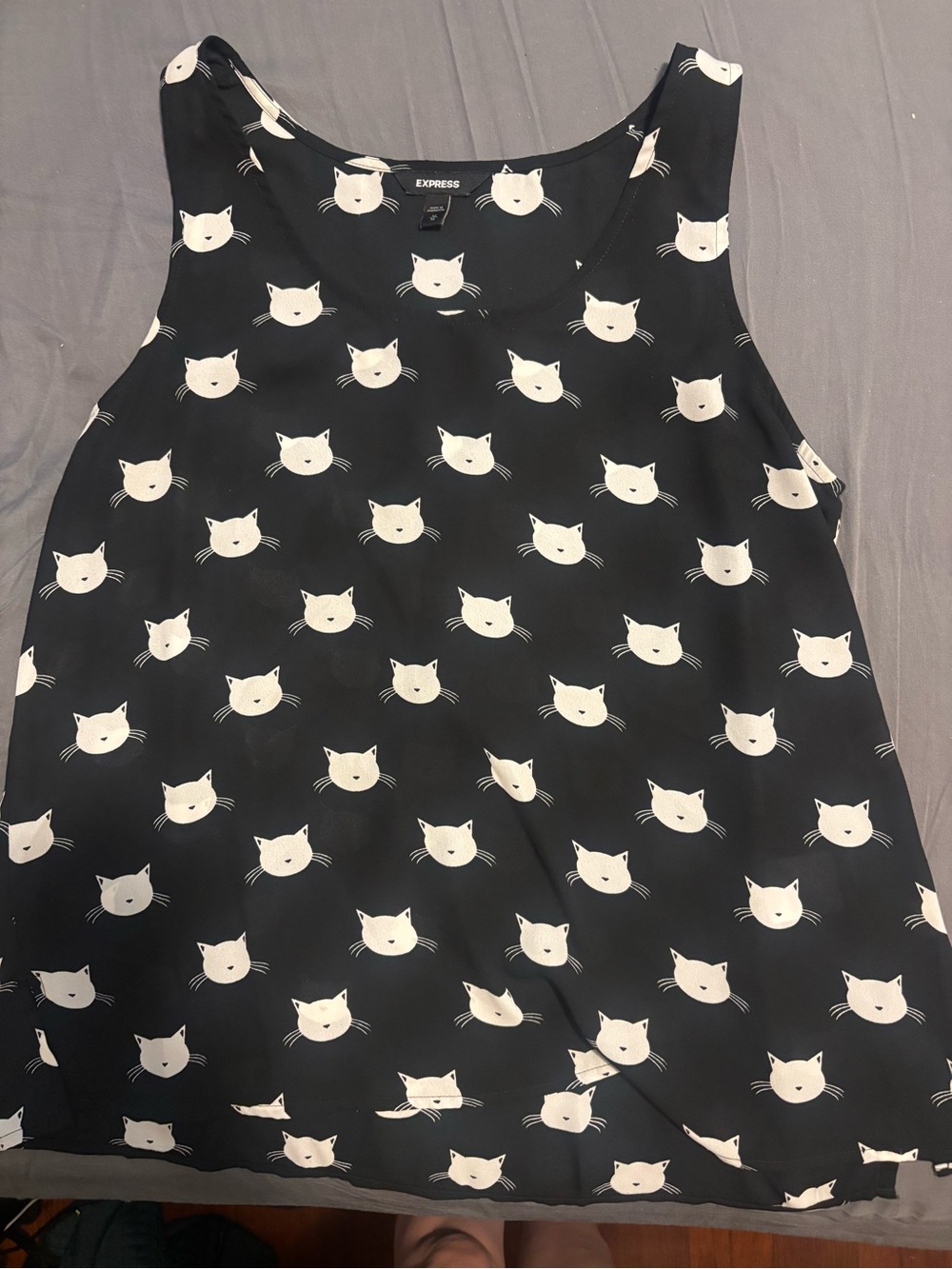 Express Girls' Black Dress with Cream Cat Faces